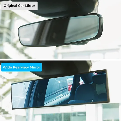 Vista 2 de JOYTUTUS Espejo retrovisor, universal de 11.81 pulgadas, panorámico, convexo, retrovisor interior con clip, espejo gran angular para reducir