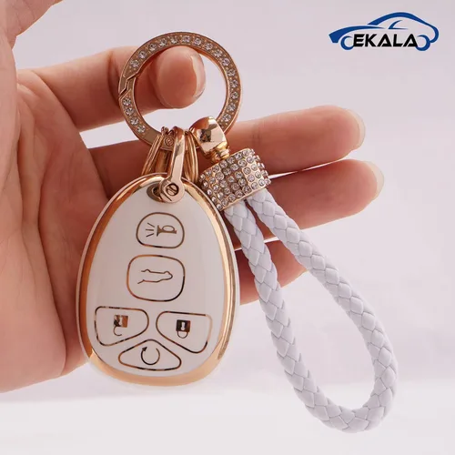 Vista 5 de Funda para llavero de TPU, protector de llavero con llavero brillante, Blanco, Blanco, Moderno