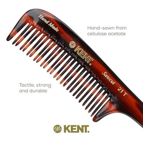 Vista 6 de Kent Peine desenredante de cabello grueso 21T, dientes anchos para cabello largo y grueso, rizado y ondulado, peine desenredante para cabello húmedo