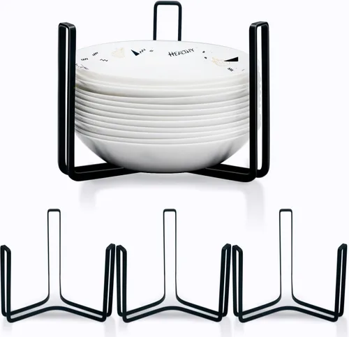 Vista 9 de Soporte para Platos y Cuencos de Vajilla Apto para Cuencos de 6.5 Pulgadas de Diámetro, Estante de Exhibición y Almacenamiento de Cuencos de Metal