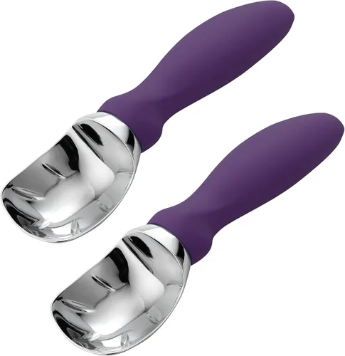 Vista 20 de Spring Chef - Cuchara para helado rosa de alta resistencia con mango suave, cuchara profesional para helado, cuchara de metal para masa de galletas