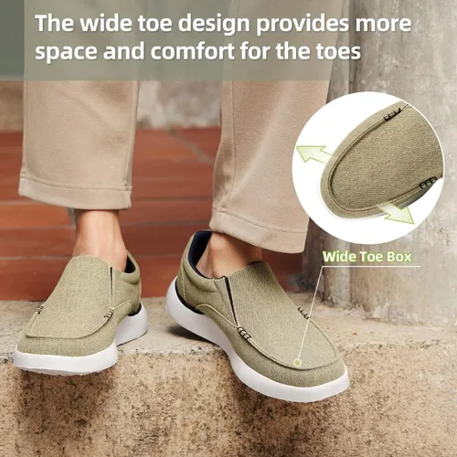 Vista 8 de OrthoComfoot Zapatos ortopédicos cómodos sin cordones para hombre con soporte de arco, mocasines ortopédicos para fascitis plantar, zapatos de lona