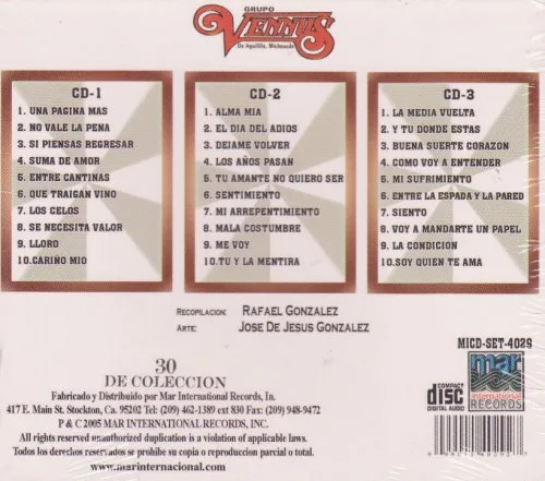 Vista 2 de Grupo Vennues "30 De Coleccion" 100 Anos De Musica
