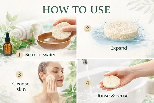 Vista 7 de Esponjas faciales comprimidas, paquete de 60 – Esponja facial de celulosa natural para limpieza, eliminación de maquillaje, exfoliación, lavado