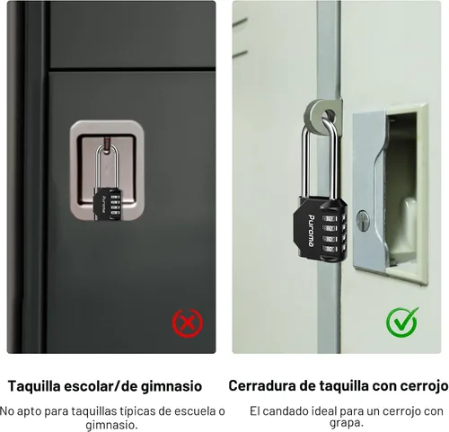 Vista 6 de Puroma Paquete de 1 Candado de Combinación de Grillete Largo de 2.6 Pulgadas, 4 Dígitos, Impermeable para Exteriores, para Cerrojo de Pestillo Negro
