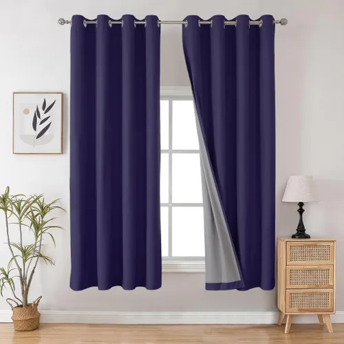 Vista 62 de Joydeco - Juego de 2 paneles de cortinas opacas de 63 pulgadas, 2 cortinas largas con aislamiento térmico burg, cortinas de oscurecimiento
