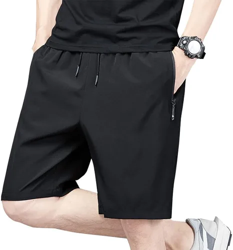 Vista 5 de ZooYung Pantalones cortos deportivos ligeros de secado rápido con bolsillos con cremallera para entrenamiento, gimnasio, entrenamiento al aire libre