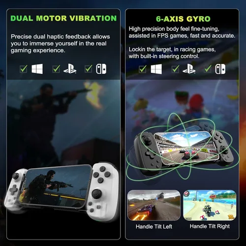 Vista 3 de Phone Game Controller for iPhoneAndroidPCSwitch, Play COD, Genshin, Diablo, Support Streaming on PS4PS3XboxPC Console, Cloud Gaming Wireless Gamepad