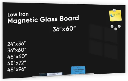 Vista 30 de Fab Glass and Mirror - Pizarrón magnético de vidrio con borrador, Negro