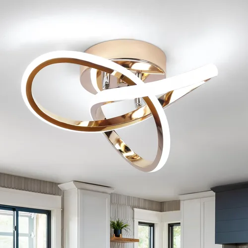 Vista 14 de CANEOE Moderna lámpara LED de techo, luz diurna blanca de 4500 K, lámpara de techo semiempotrada para dormitorio, baño, cocina, balcón, lavandería