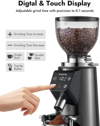 Vista 5 de DAOFEL Molinillo de café eléctrico de rebabas planas de 2.520 in, 100 Gris metalizado