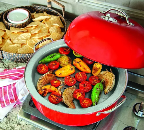 Vista 5 de Nordic Ware Ahumador de Hervidor para Estufa, Tamaño Completo, Rojo