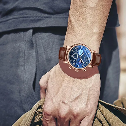 Vista 6 de FANMIS Reloj analógico deportivo militar multifuncional clásico para hombre, vestido de negocios, impermeable, cronógrafo luminoso, cielo