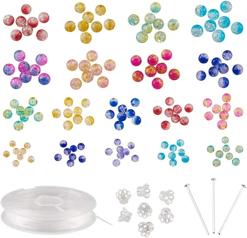 Vista 40 de Craftdady - 500 piezas de cuentas de vidrio redondas de 4 mm esmeriladas transparentes con cristal mate. Cuentas de vidrio esféricas pequeñas y 20