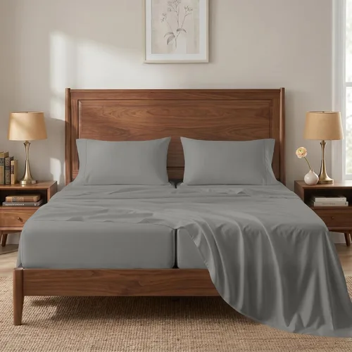 Vista 47 de LANE LINEN Sábanas de cama individual – 450TC algodón peinado de fibra larga de alta calidad, color blanco Soft & Breathable Twin Sheet &