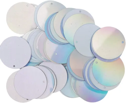 Vista 3 de Paillettes de lentejuelas sueltas holográficas plateadas para bordado, novia, apliques, artes, manualidades y adornos (0.236 pulgadas)
