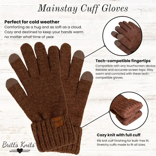 Vista 2 de Britt's Knits Guantes cálidos de punto de puño completo para mujer, talla única