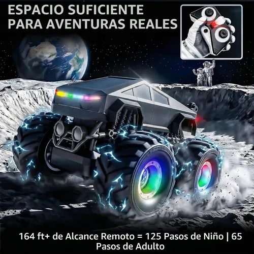 Vista 4 de BEZGAR 1:20 4WD RC Cyber Style Truck con rotación de 360° y luces (gris)