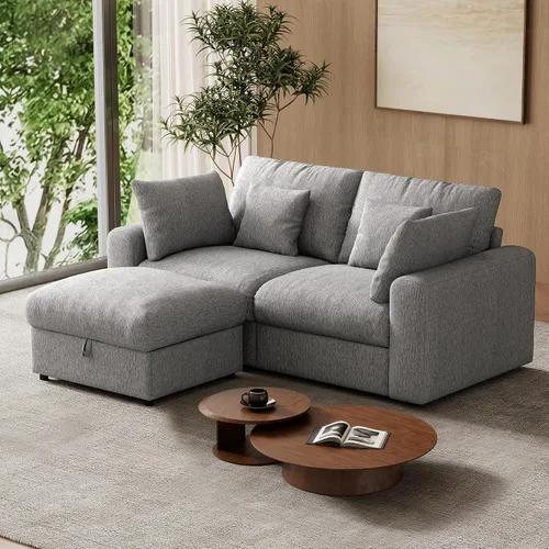 Vista 19 de WorthFurni Sofás seccionales Cloud de 110 pulgadas para sala de estar, sofá modular con asiento profundo, sofá convertible en forma de L con otomana