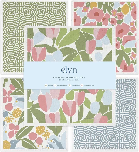 Vista 12 de ELYN Paños de cocina suecos, paños de esponja reutilizables y lavables, toallas de papel absorbentes para limpieza de cocina, platos, encimeras