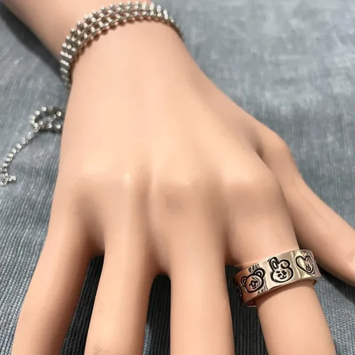 Vista 4 de Mshion Juego de anillos, anillos para mujeres y hombres, anillos geniales con cadena de acero inoxidable, regalos navideños, Metal no precioso., Sin