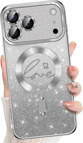 Vista 15 de Misscase Funda para iPhone 16 Pro Case Magnética con Purpurina con Protector Completo de Lente de Cámara, [Compatible con MagSafe] Linda Funda