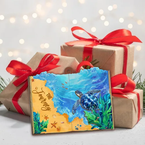 Vista 7 de Regalos de playa para mujeres y hombres – 2D plano (no 3D) adornos de Navidad 2025 – adorno de tortuga marina, decoración de playa, adornos