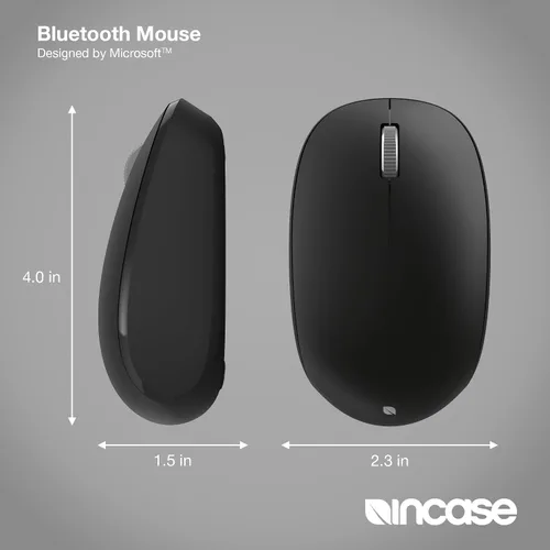Vista 4 de Incase Mouse Bluetooth diseñado por Microsoft, compacto, cómodo, uso con mano derecha/izquierda, rueda de desplazamiento de 4 vías, mouse Negro