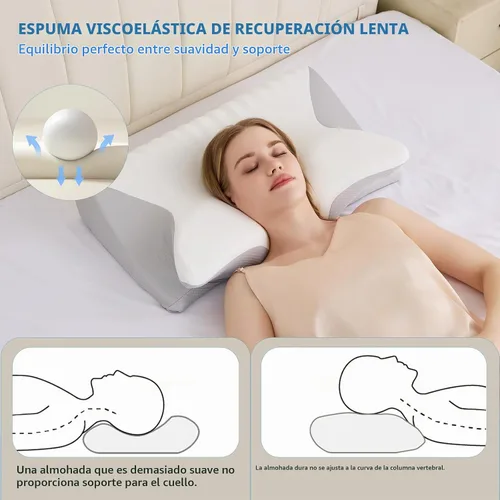 Vista 3 de Almohada cervical para el cuello, espuma viscoelástica