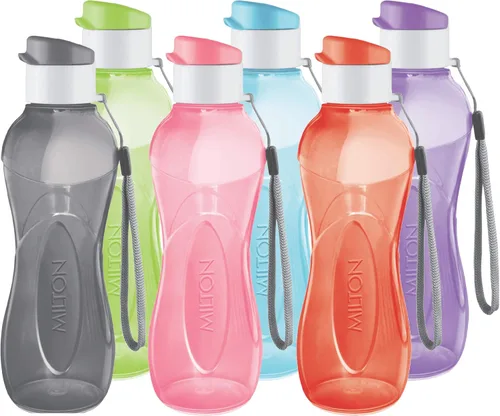 Vista 5 de MILTON Botella de agua para niños, reutilizable, a prueba de fugas, de plástico, de 12 onzas, boca ancha, botella grande para bebidas, sin BPA y sin