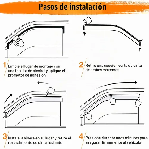 Vista 9 de Deflectores de visera de ventana con cinta, compatibles con Mitsubishi Mirage Hatchback 2014-2023, protectores de lluvia de ventana