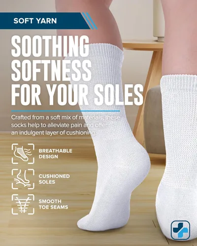 Vista 3 de Doctor's Select® Diabetic Socks for Men and Women - Non-Binding Neuropathy Socks for Diabetics Men Non Grip & Grip Socks