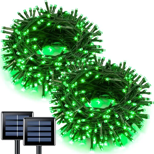 Vista 25 de JMEXSUSS - Paquete de 2, luces solares de Navidad cálidas y multicolor para exteriores, cada una con 100 LED, 10 metros, luces solares impermeables