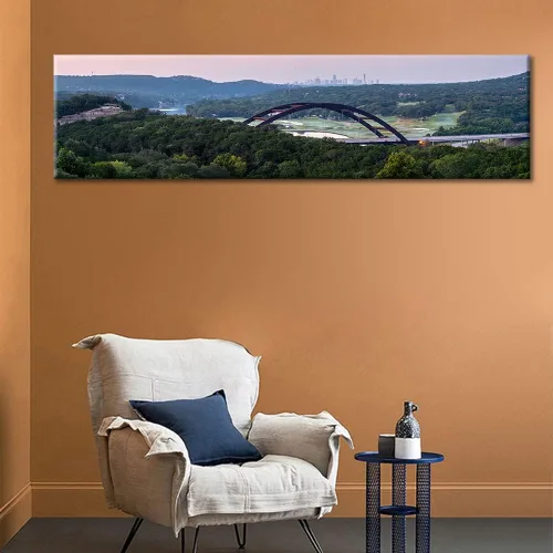 Vista 2 de TUMOVO Austin Skyline - Arte de pared con vista panorámica de la colina de Texas Hill Country impresiones sobre lienzo, 5 piezas de pinturas