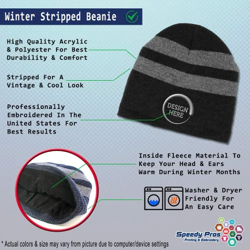 Vista 2 de Custom Striped Beanie for Men & Women I Rabbit Caldes Acrylic Fleece Skull Cap Hats 1