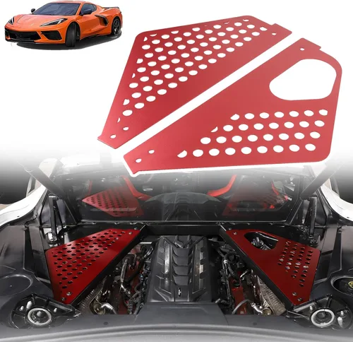 Vista 13 de Sekhyna Cubierta de panel de bahía del motor compatible con Chevrolet Corvette C8 Stingray 2020-2024 aleación de aluminio 2 piezas compartimento