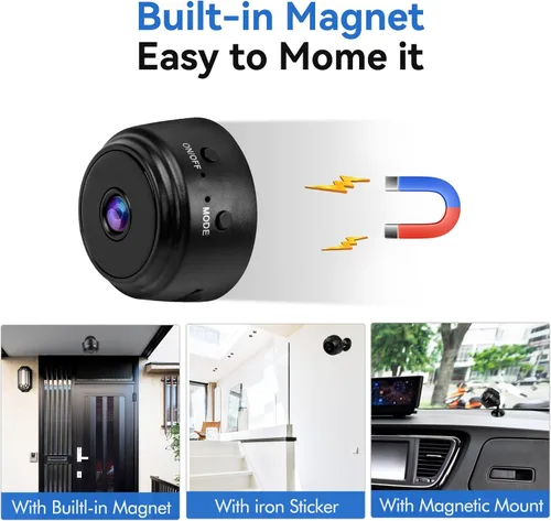 Vista 7 de MCJ Mini cámara oculta WiFi 2.4G con audio, alimentación en vivo de video HD 2K, visión nocturna, no incluye tarjeta SD, pequeña cámara de seguridad