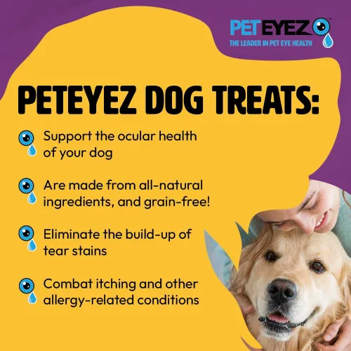 Vista 3 de PetEyez Golosinas vitamínicas para eliminar manchas de lágrimas para perros, apoya la salud ocular y reduce la picazón y la acumulación de manchas
