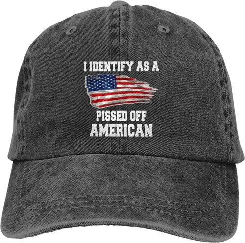 Vista 9 de I Identifys As A Pissed Off American Hat for Men Baseball Hats Graphic Hats, Negro