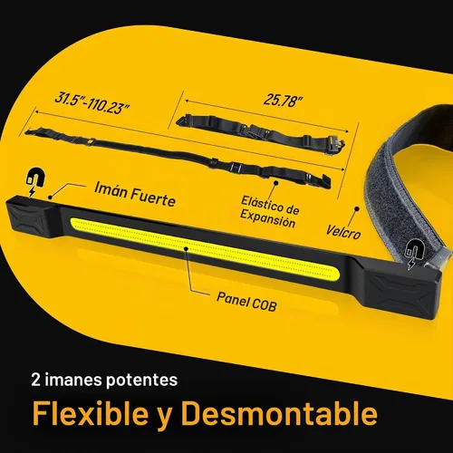 Vista 4 de CLAKAP Luz magnética flexible del trabajo bajo el capó, barra recargable