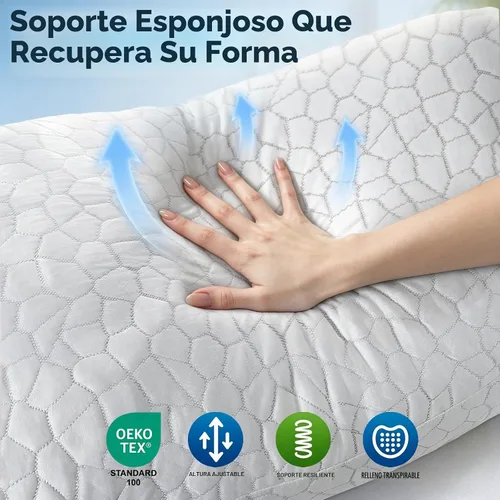 Vista 7 de SUPA MODERN Almohada refrescante de tamaño estándar, 1 paquete, almohadas de espuma viscoelástica trituradas CertiPUR-US, almohadas de cama frescas