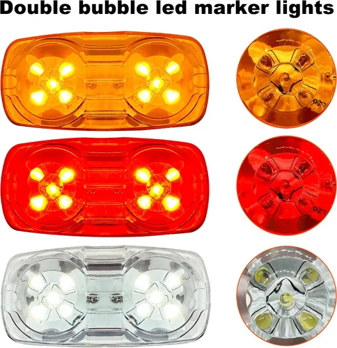 Vista 4 de 8 luces LED de 12 V para remolque, 10 luces LED de marcador lateral, luz doble de diana de liquidación, luces indicadoras impermeables para Ámbar