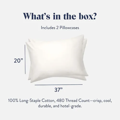 Vista 2 de Brooklinen Juego de fundas de almohada de satén de lujo con calidad de Blanco