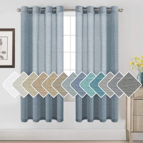 Vista 121 de H.VERSAILTEX Cortinas de lino de mezcla natural para sala de estar/cortinas de lino semitransparentes reductoras de luz de 54 pulgadas de largo