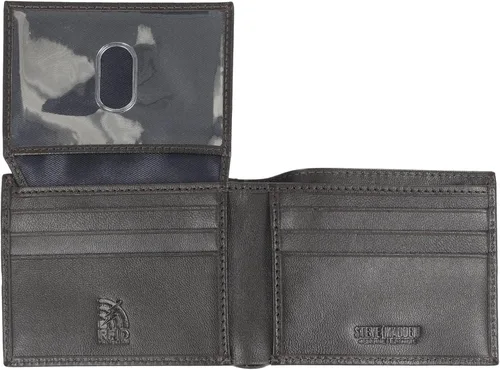 Vista 2 de Steve Madden Cartera RFID de cuero para hombre con capacidad adicional y bolsillo abatible