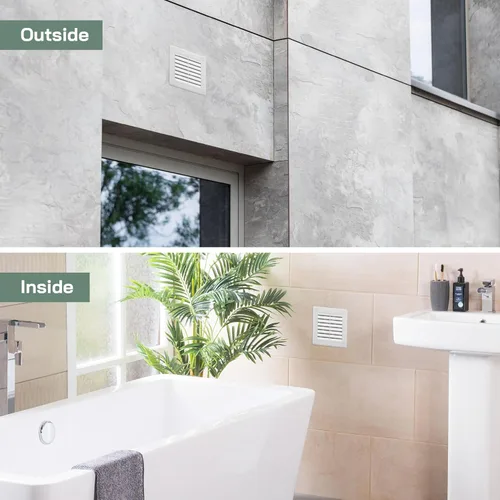 Vista 5 de Vent Systems 3 x 3 pulgadas (dimensiones de apertura) - Cubierta de ventilación de plástico blanco Soffit - Rejilla de ventilación cuadrada plana