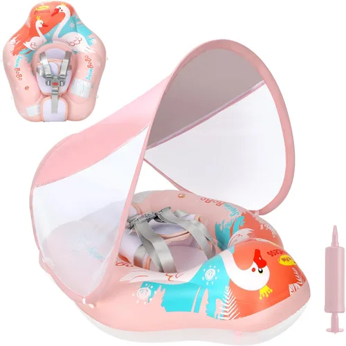 Vista 5 de Free Swimming Baby Flotador inflable de natación para bebé con toldo para el sol, tamaño mejorado, flotadores de piscina para niños de 3 a 36 meses