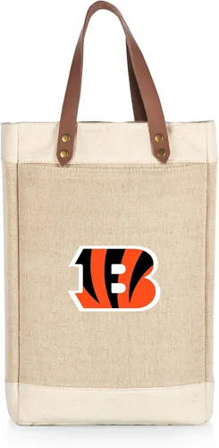 Vista 21 de PICNIC TIME NFL Pinot - Jute 2 Bottle Insulated Wine Bag - Wine Tote Bag - Wine Gift Bag, (Beige)