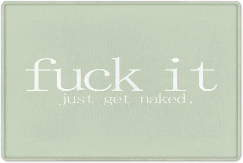 Vista 7 de LB Fuck It Get Naked - Juego de cortinas de ducha con alfombras con citas divertidas, cortina de ducha de tela verde salvia con ganchos, juego