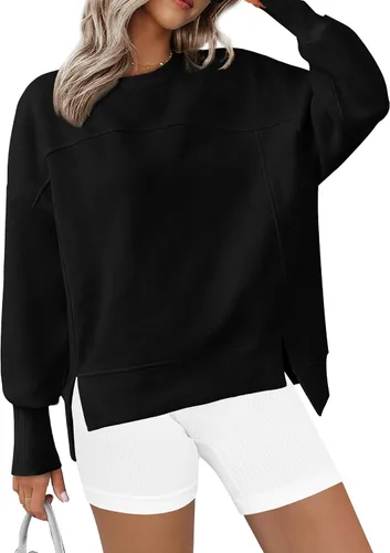 Vista 22 de BTFBM Sudaderas de cuello redondo para mujer Blanco